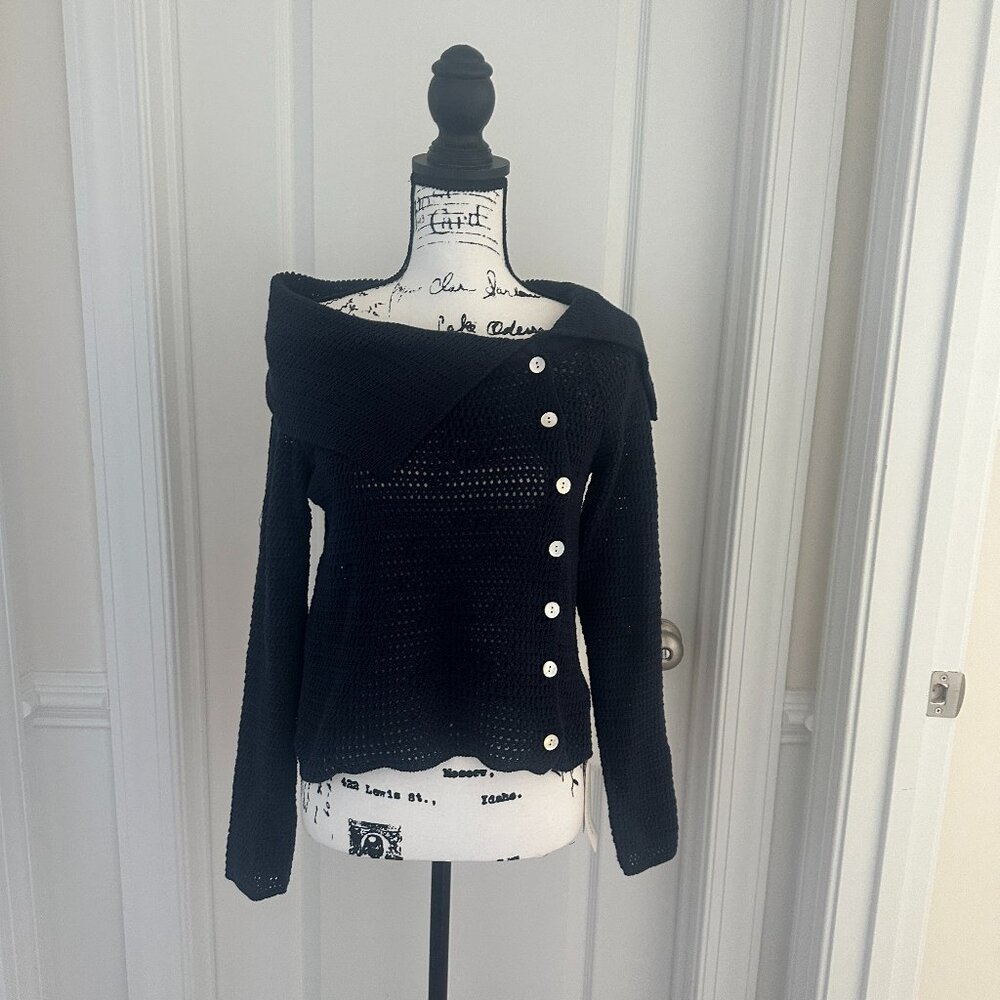 Commense Asymmetical Knit Top - Navy - Size Medium